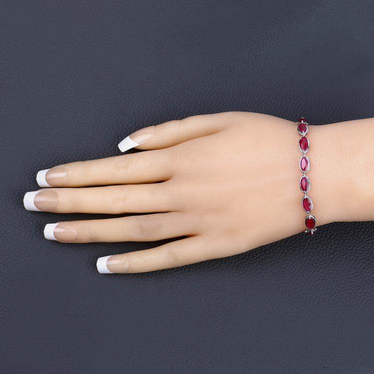 مملوكة مسبقًا 9.00 cts Ruby 14K White Gold Tennis Bracelet