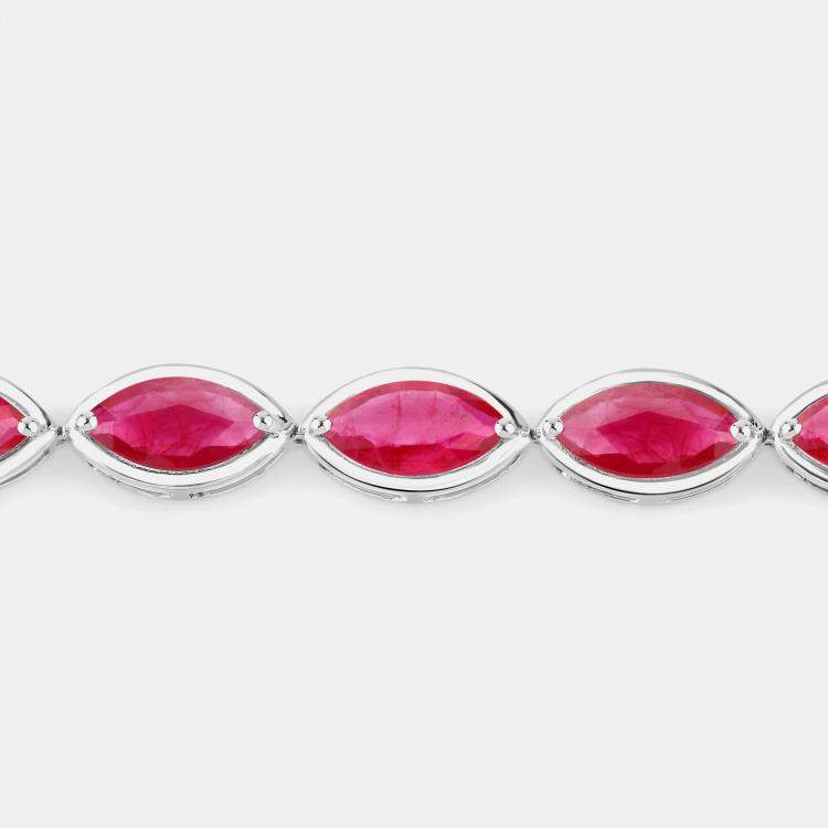 مملوكة مسبقًا 9.00 cts Ruby 14K White Gold Tennis Bracelet
