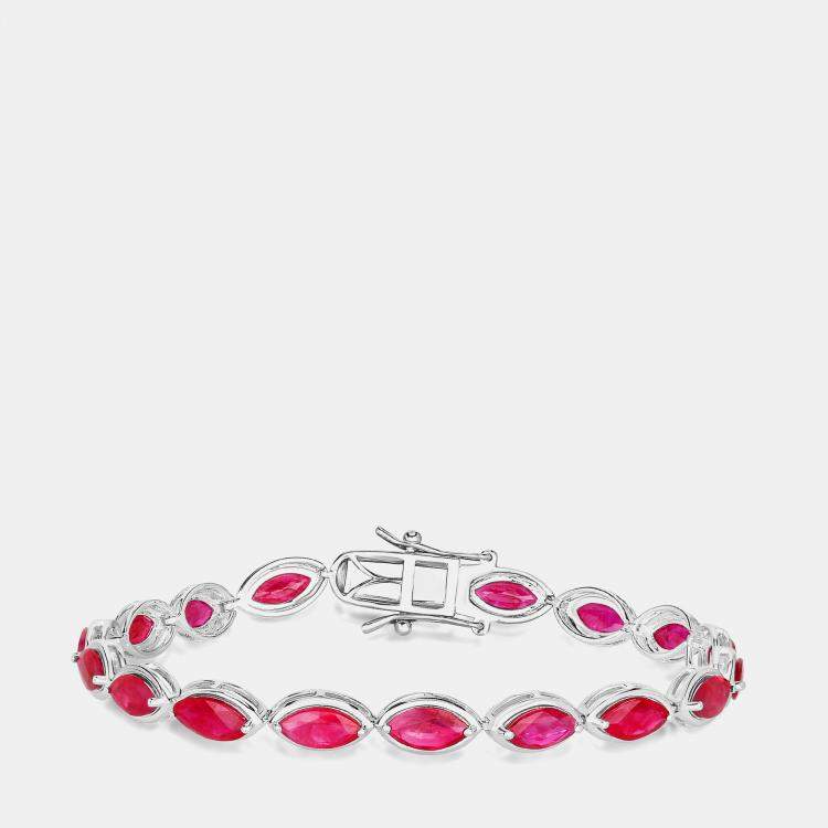 مملوكة مسبقًا 9.00 cts Ruby 14K White Gold Tennis Bracelet