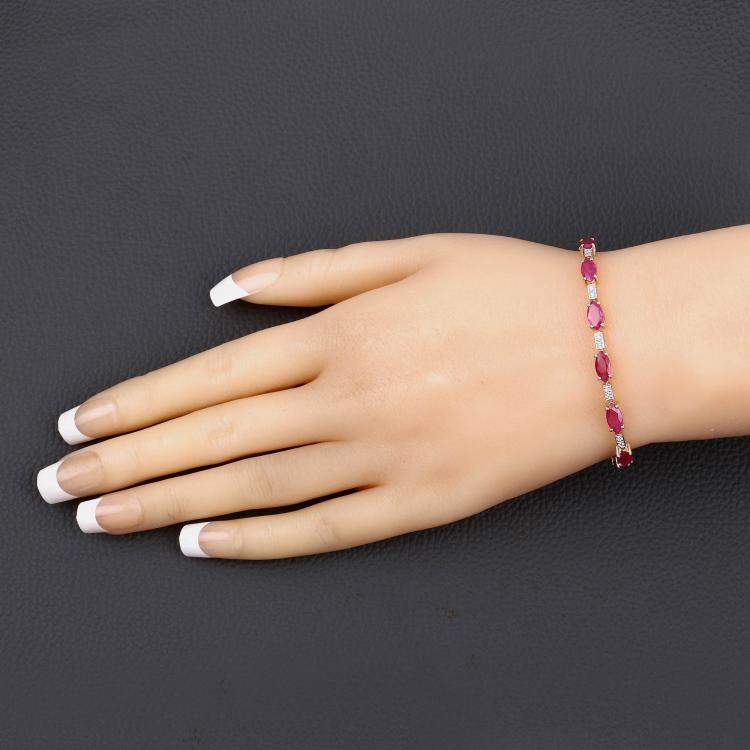 مملوكة مسبقًا 7.00 cts Ruby and Diamond 14K Yellow Gold Tennis Bracelet
