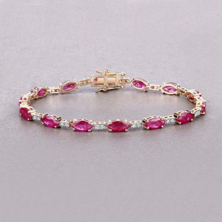 مملوكة مسبقًا 7.00 cts Ruby and Diamond 14K Yellow Gold Tennis Bracelet