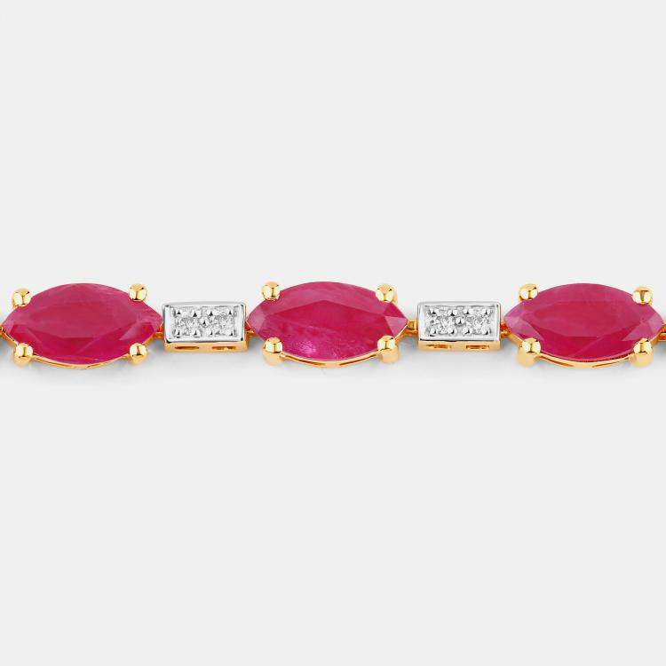 مملوكة مسبقًا 7.00 cts Ruby and Diamond 14K Yellow Gold Tennis Bracelet