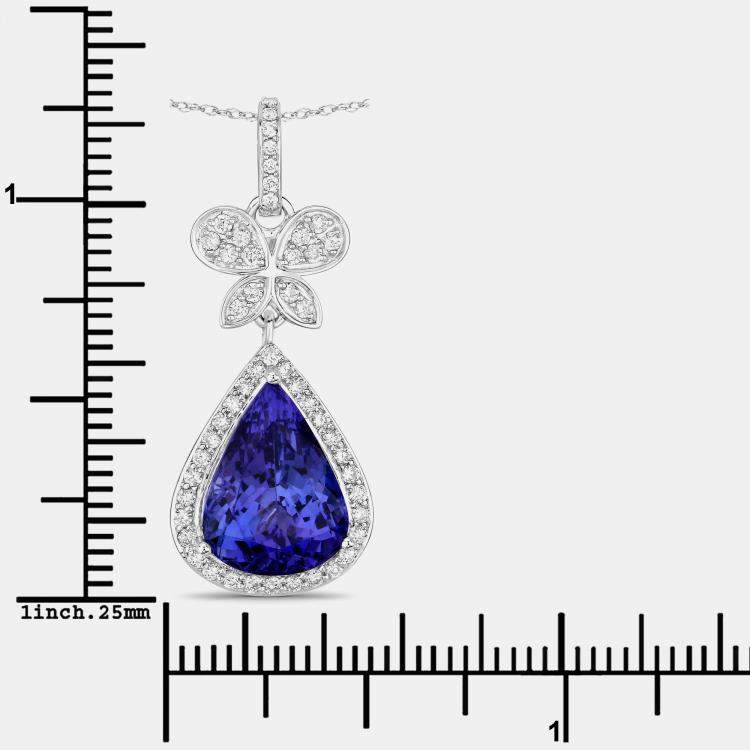 Pre Owned 5.16 cts Tanzanite and Diamond 18K White Gold Statement Pendant