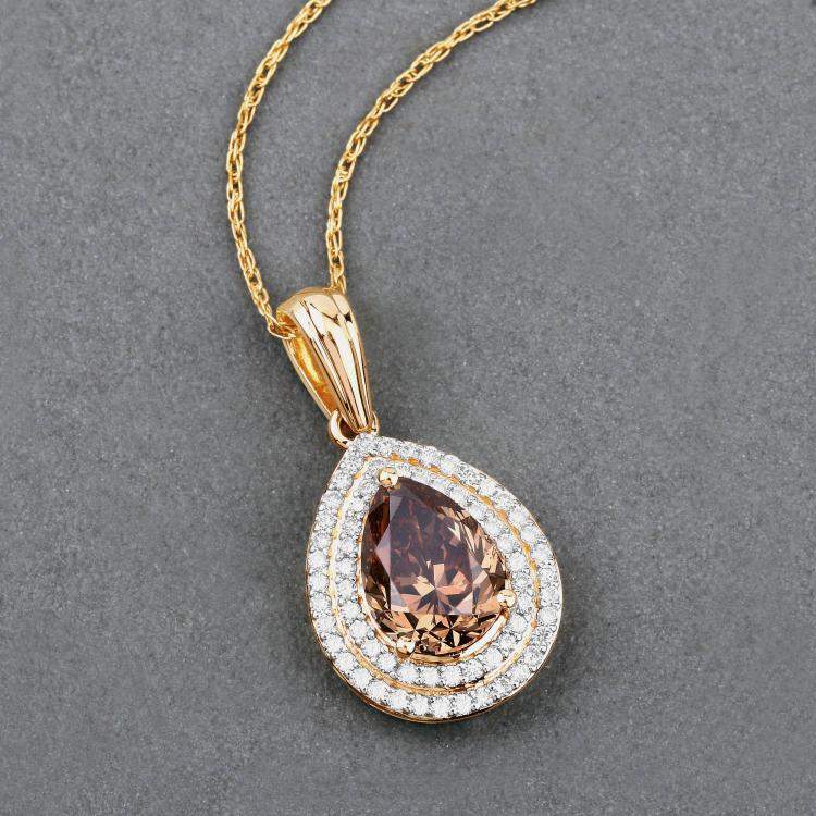 Pre Owned 2.01 cts Brown Diamond and Diamond 18K Yellow Gold Statement Pendant