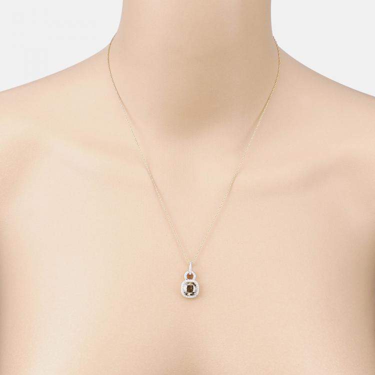 Pre Owned 2.50 cts Brown Diamond and Diamond 18K Yellow Gold Statement Pendant