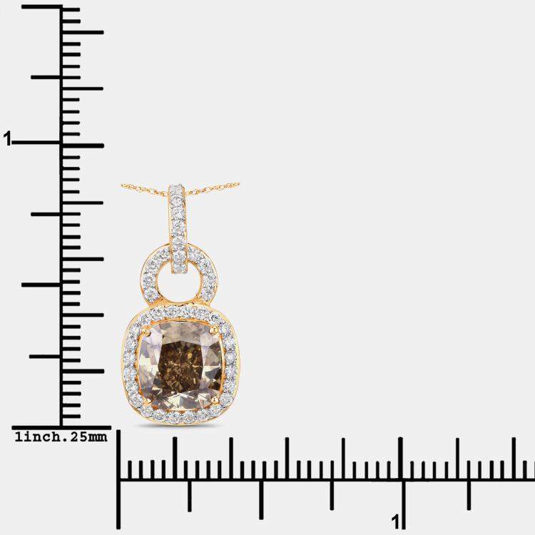Pre Owned 2.50 cts Brown Diamond and Diamond 18K Yellow Gold Statement Pendant