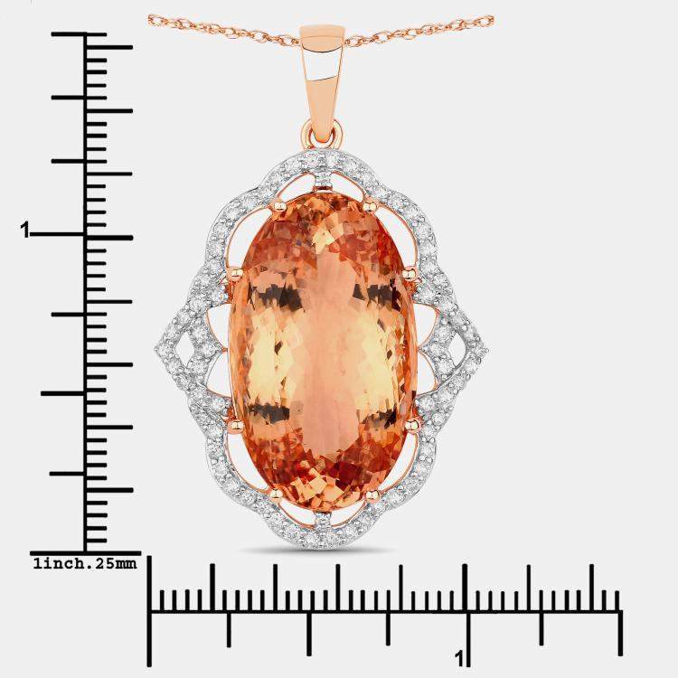 Pre Owned 26.59 cts Morganite and Diamond 14K Rose Gold Statement Pendant