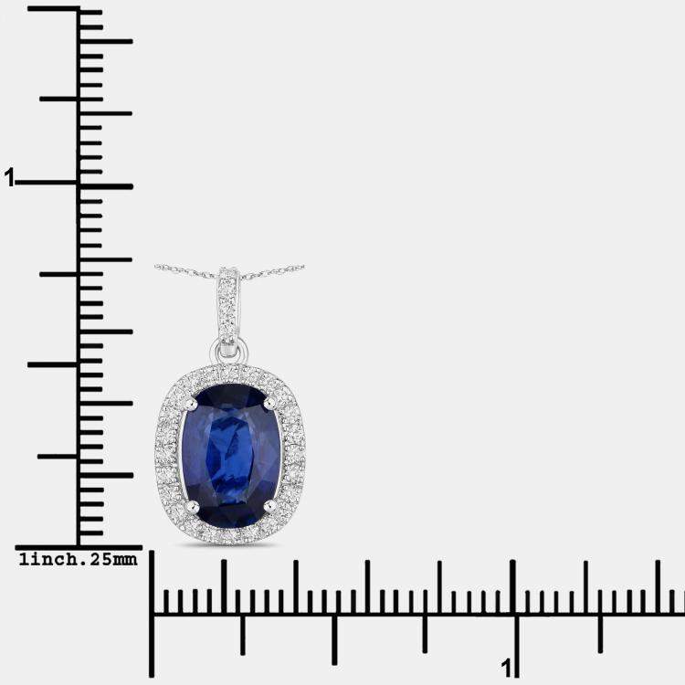 Pre Owned 2.83 cts Ceylon Blue Sapphire and Diamond 18K White Gold Halo Pendant