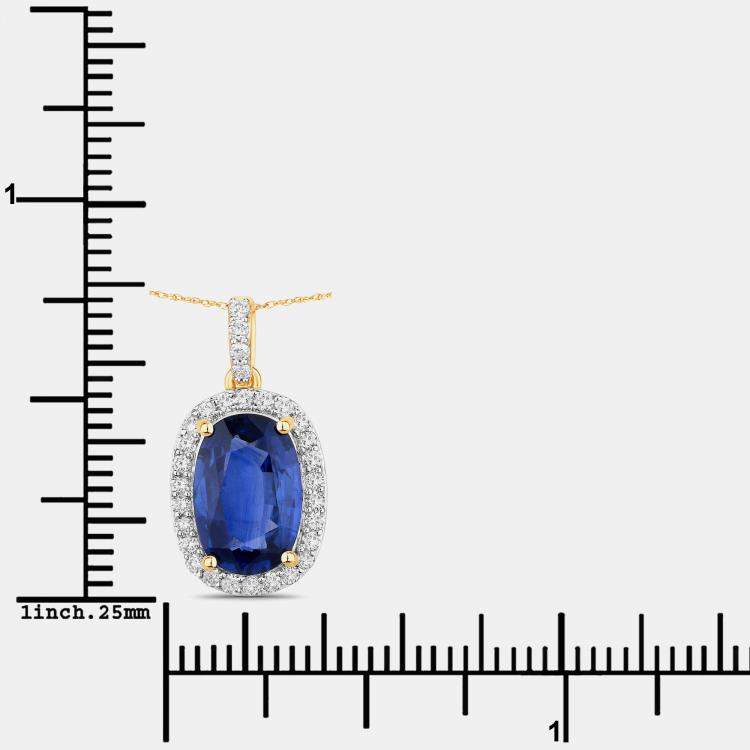 Pre Owned 2.06 cts Ceylon Blue Sapphire and Diamond 18K Yellow Gold Halo Pendant