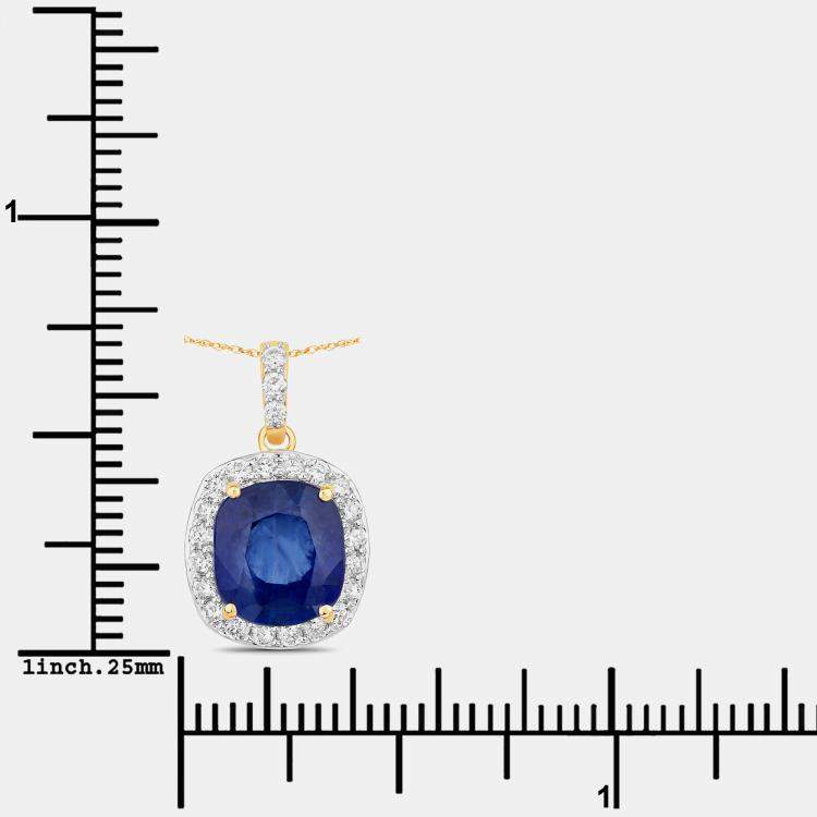 Pre Owned 2.96 cts Ceylon Blue Sapphire and Diamond 18K Yellow Gold Halo Pendant