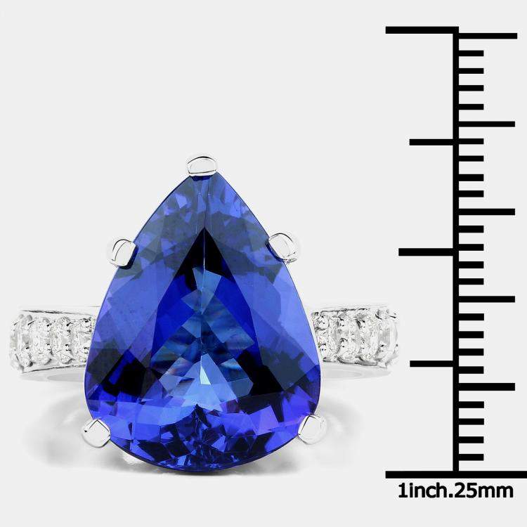 Pre Owned 10.45 cts Tanzanite and Diamond 18K White Gold Ring US Size 8