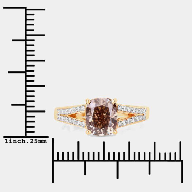 Pre Owned 2.02 cts Brown Diamond and Diamond 18K Yellow Gold Bridge Ring US Size 7