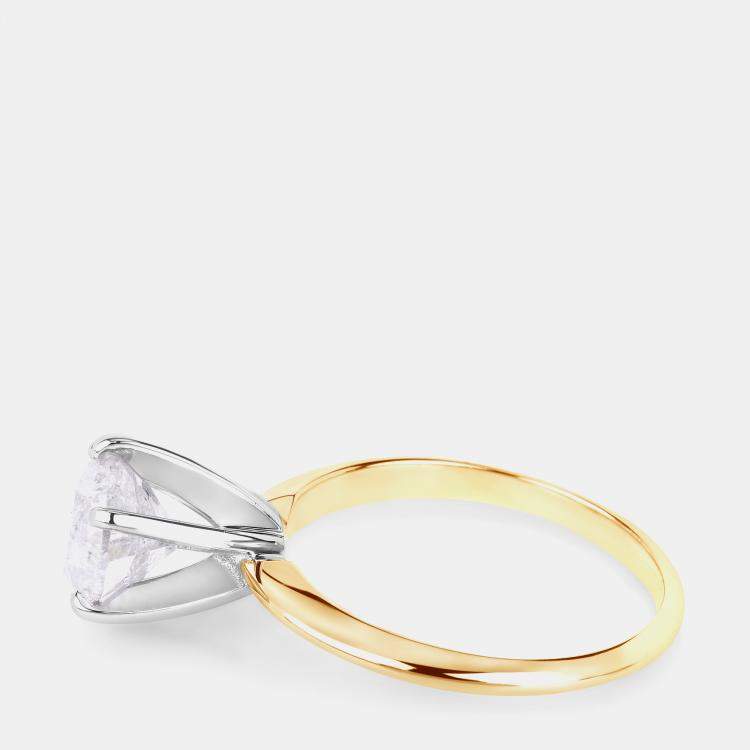 مملوكة مسبقًا 2.02 cts White Diamond 14K Yellow & White Gold Solitaire Ring US Size 6