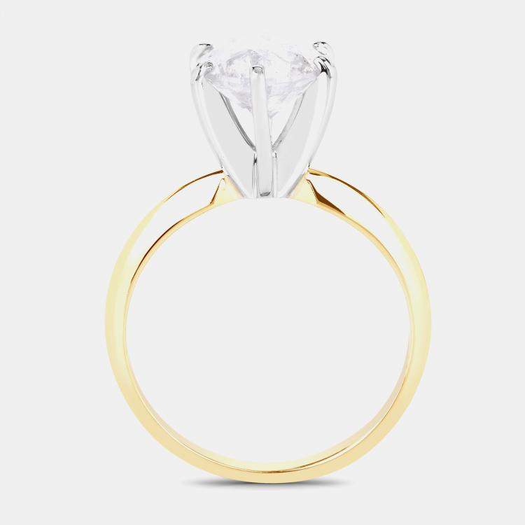 مملوكة مسبقًا 2.02 cts White Diamond 14K Yellow & White Gold Solitaire Ring US Size 6