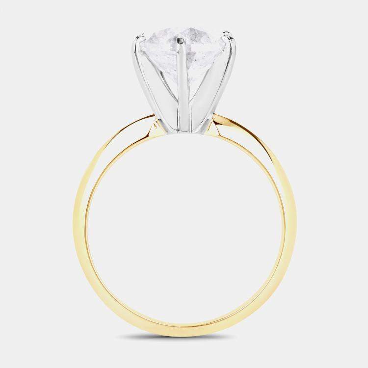 Pre Owned 2.59 cts White Diamond 14K Yellow & White Gold Solitaire Ring US Size 6
