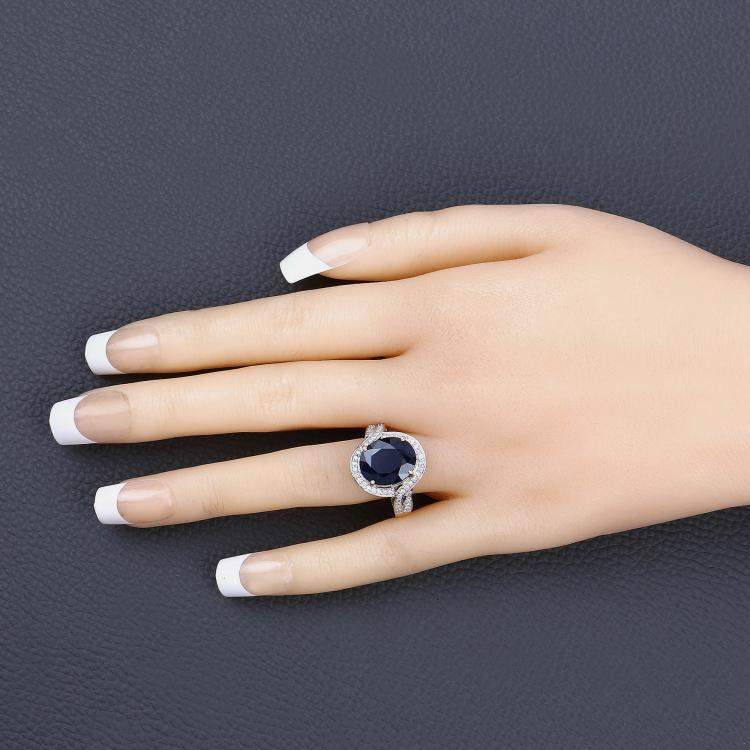 مملوكة مسبقًا 6.21 cts Blue Sapphire and Diamond 14K Yellow Gold Crossover Ring US Size 7