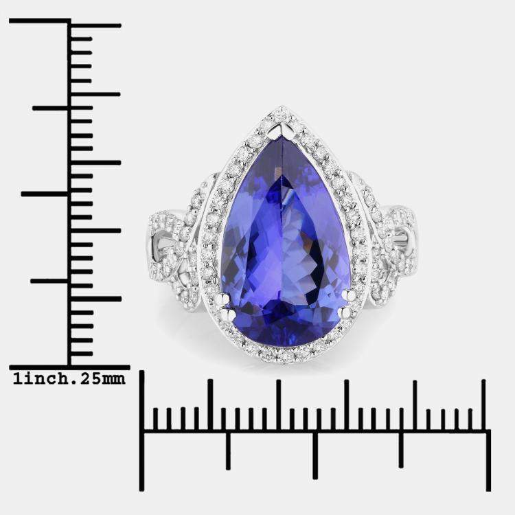 مملوكة مسبقًا 5.24 cts Tanzanite and Diamond 14K White Gold Statement Ring US Size 7
