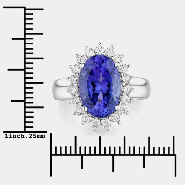 Pre Owned 5.35 cts Tanzanite and Diamond 14K White Gold Halo Ring US Size 7