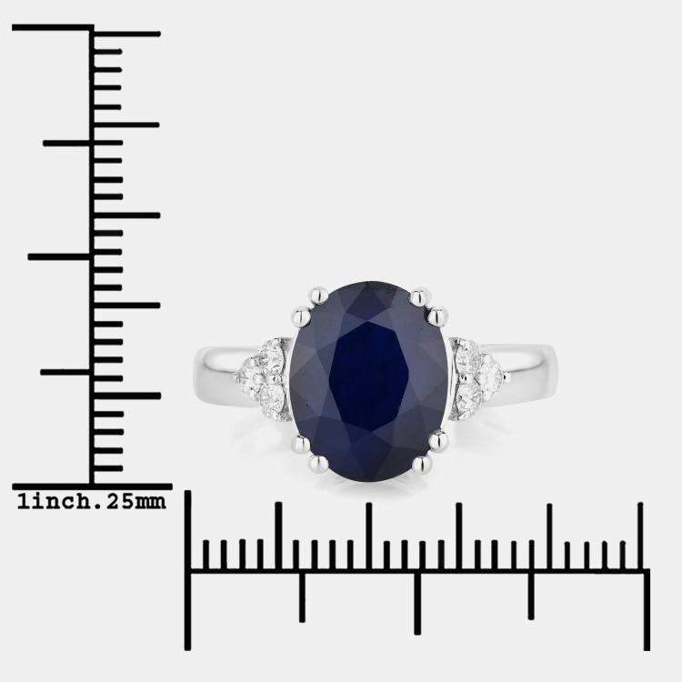 مملوكة مسبقًا 4.32 cts Blue Sapphire and Diamond 14K White Gold Cocktail Ring US Size 7