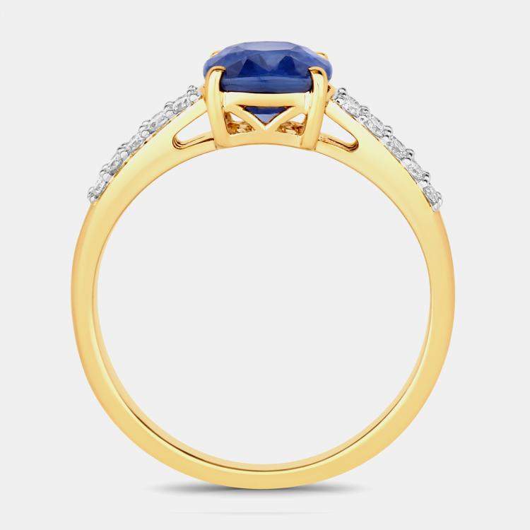 Pre Owned 2.29 cts Ceylon Blue Sapphire and Diamond 18K Yellow Gold Bridge Ring US Size 7