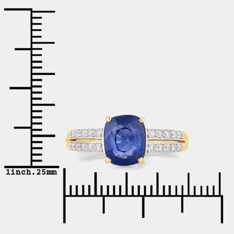 Pre Owned 2.29 cts Ceylon Blue Sapphire and Diamond 18K Yellow Gold Bridge Ring US Size 7