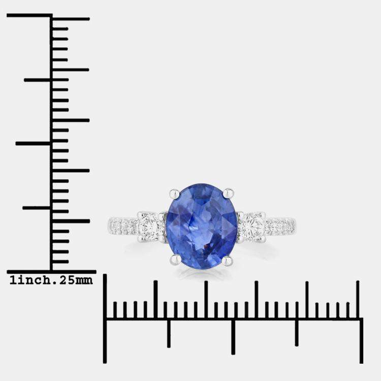 Pre Owned 2.81 cts Ceylon Blue Sapphire and Diamond 18K White Gold Bridge Ring US Size 7