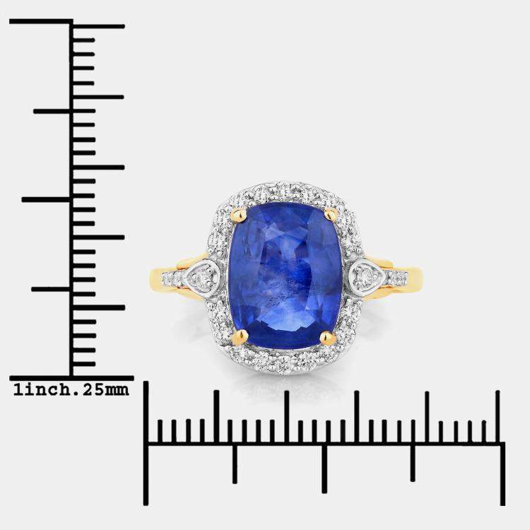 Pre Owned 3.72 cts Ceylon Blue Sapphire and Diamond 18K Yellow Gold Halo Ring US Size 7