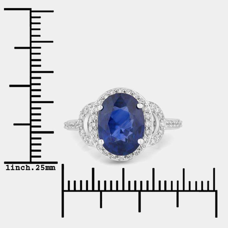 Pre Owned 2.62 cts Ceylon Blue Sapphire and Diamond 18K White Gold Promise Ring US Size 7