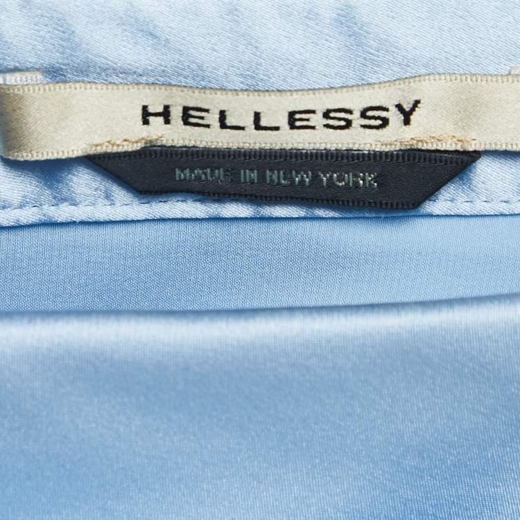 مملوكة مسبقًا Hellessey Blue Silk Satin Ruched One Shoulder Paley Top M