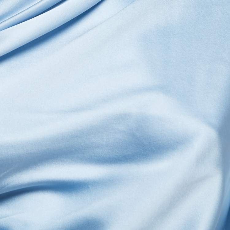 مملوكة مسبقًا Hellessey Blue Silk Satin Ruched One Shoulder Paley Top M