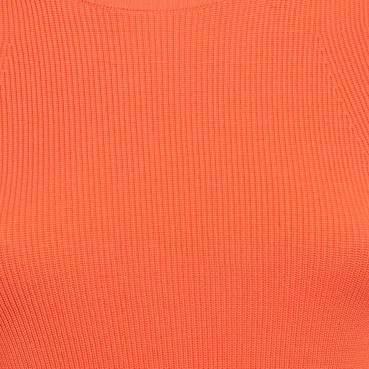 Pre Owned Helmut Lang Orange Rib Knit Crew Neck Jumper S 
