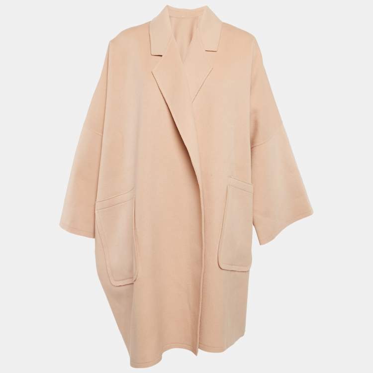 Pre Owned Helmut Lang Pink Wool Open Front Mid-Length Coat XS