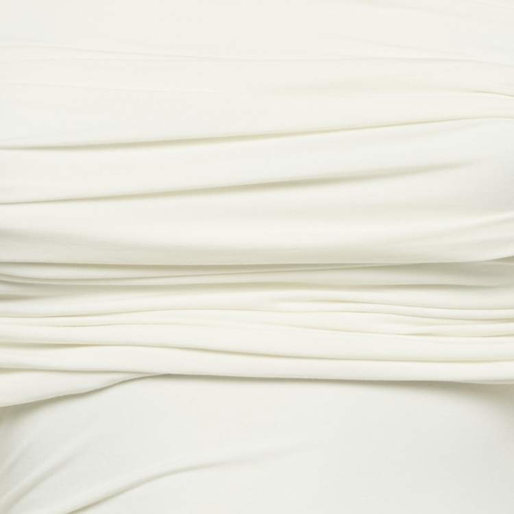 Pre Owned Helsa White Off Shoulder Jersey Lotta Maxi Dress S  