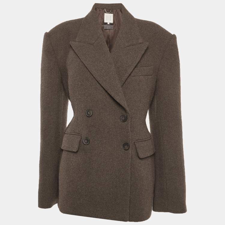Pre Owned Helsa Brown Wool Double Breasted Blazer M