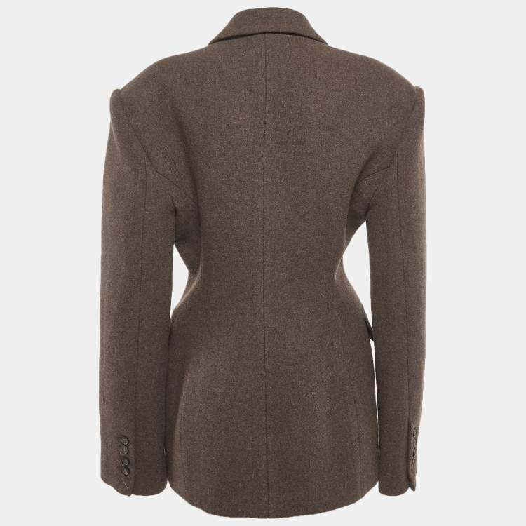 Pre Owned Helsa Brown Wool Double Breasted Blazer M