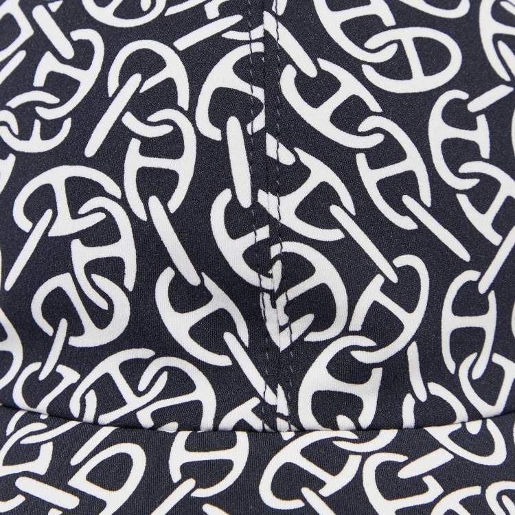 Pre Owned Hermes Navy Blue Ilona Naoussa Printed Jersey Cap S