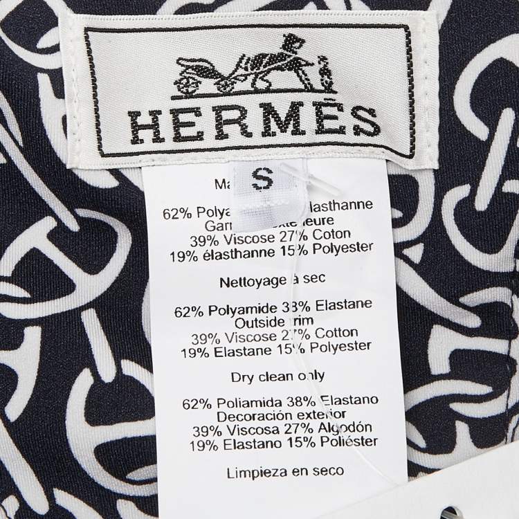 Pre Owned Hermes Navy Blue Ilona Naoussa Printed Jersey Cap S