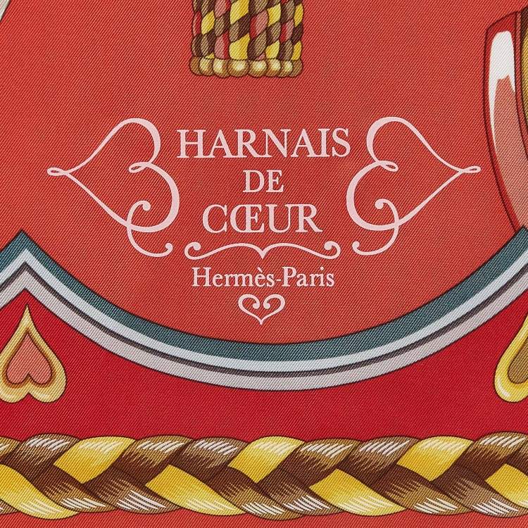 Pre Owned Hermes Orange Silk Harnais de Coeur scarf