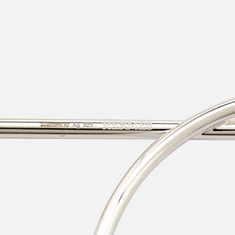 Pre Owned Hermes Loop Sterling Silver Medium Model Earrings