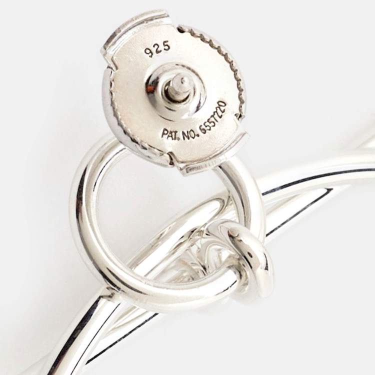 Pre Owned Hermes Loop Sterling Silver Medium Model Earrings