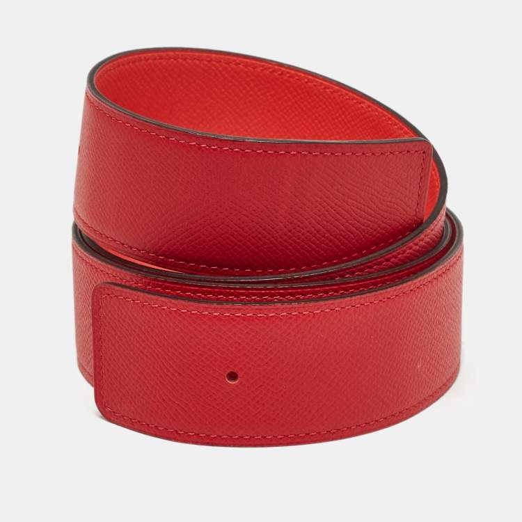 Pre Owned Hermès Rouge Casaque/Jaipur Epsom Leather Reversible Belt Strap 95 CM