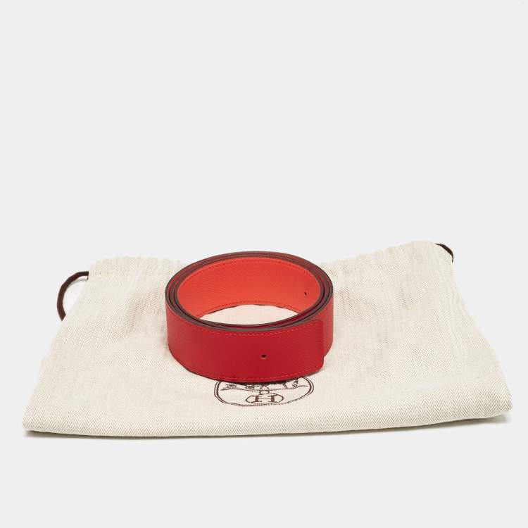 Pre Owned Hermès Rouge Casaque/Jaipur Epsom Leather Reversible Belt Strap 95 CM