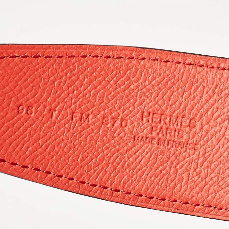 Pre Owned Hermès Rouge Casaque/Jaipur Epsom Leather Reversible Belt Strap 95 CM