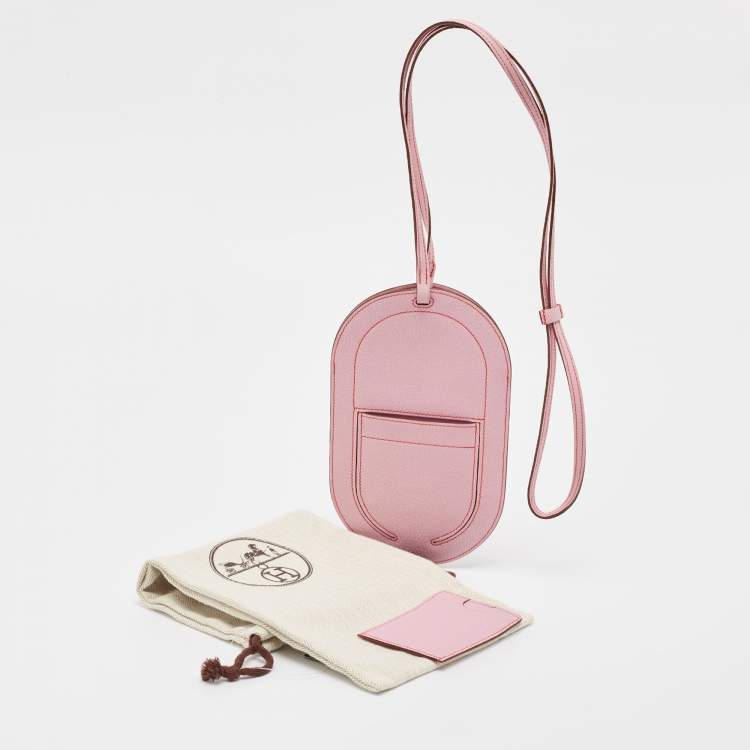 Pre Owned Hermes Mauve Sylvestre Chevre Mysore Leather In-the-Loop Phone To Go GM Case