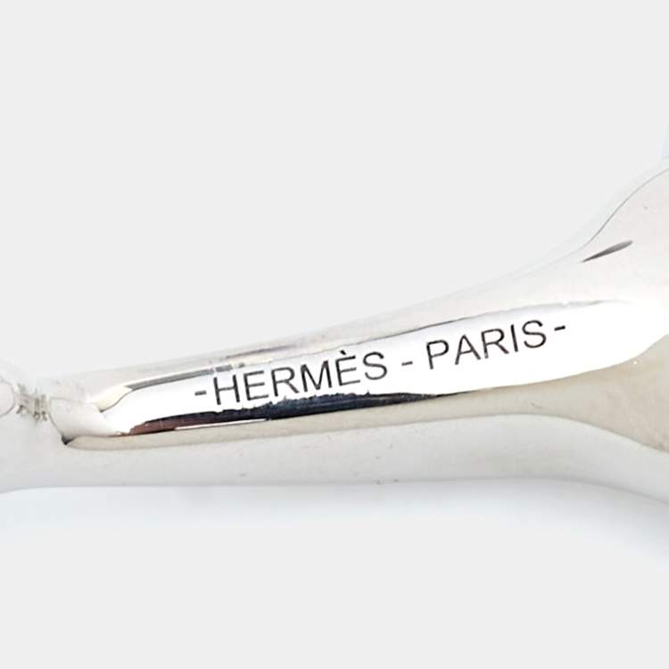 Pre Owned Hermes Mors Scarf 90 Palladium Plated Scarf Ring