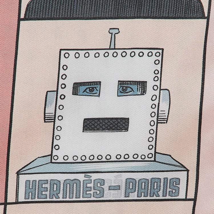 Pre Owned Hermès Pink/Blue Printed Silk Double Face Dress Code Scarf