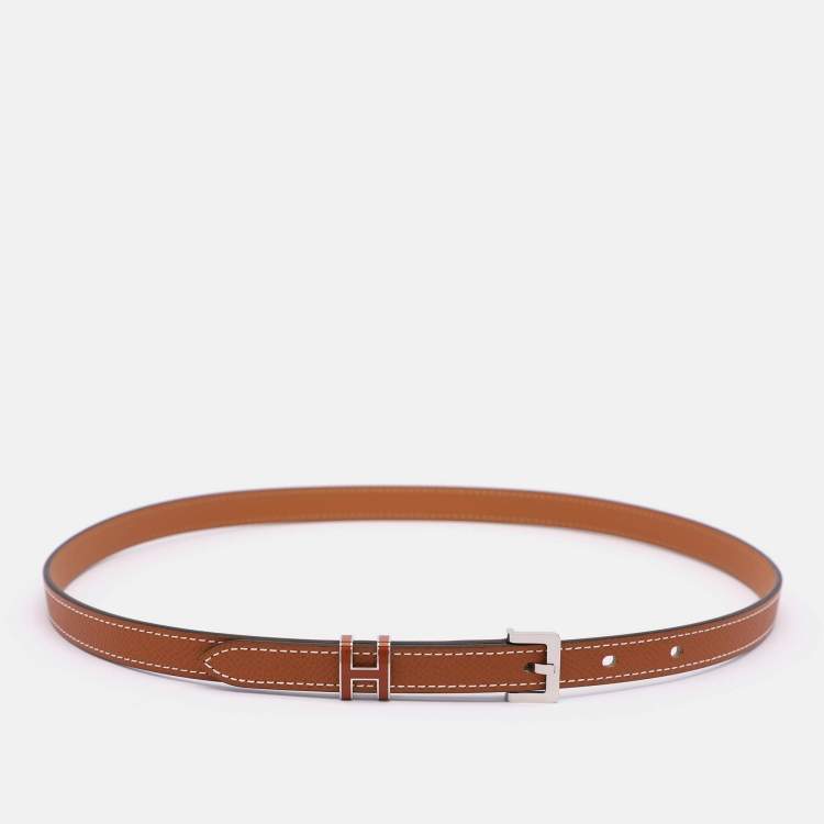 Pre Owned Hermes Gold Epsom Leather Pop H 15 Belt 75CM