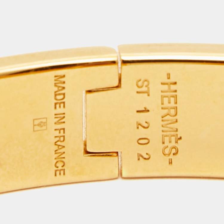 Pre Owned Hermès Clic H Enamel Gold Plated Bracelet