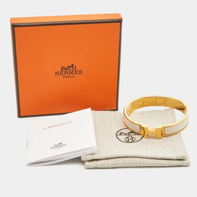 Pre Owned Hermès Clic H Enamel Gold Plated Bracelet