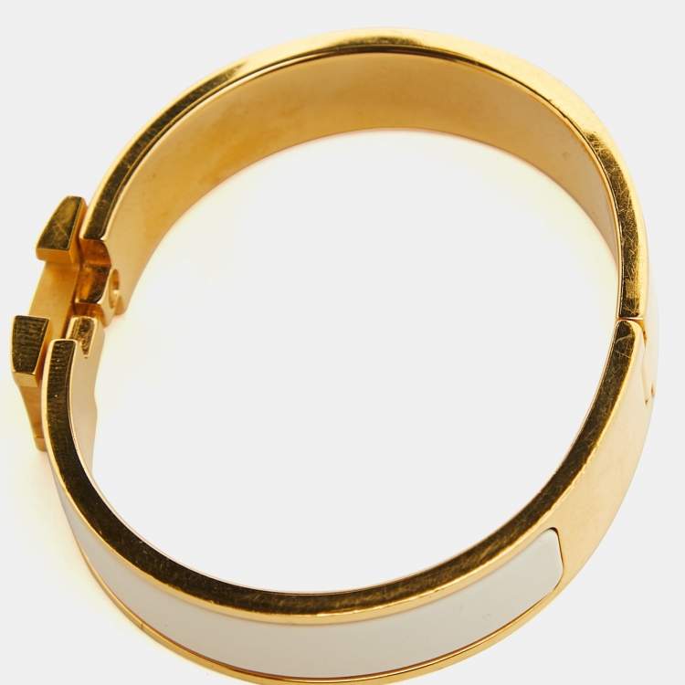 Pre Owned Hermès Clic H Enamel Gold Plated Bracelet